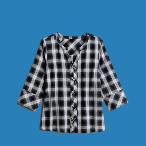 Skies Are Blue Tops - Skies are Blue - London Lace-up Detail Top - 3x.